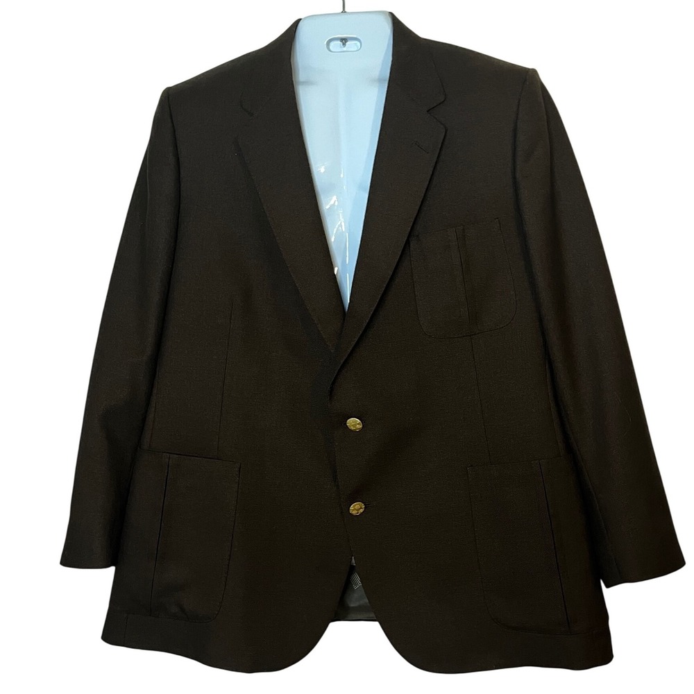 Vintage Lanvin Paris New York Patch Pocket Sport Coat‎ 80s Chocolate Brown